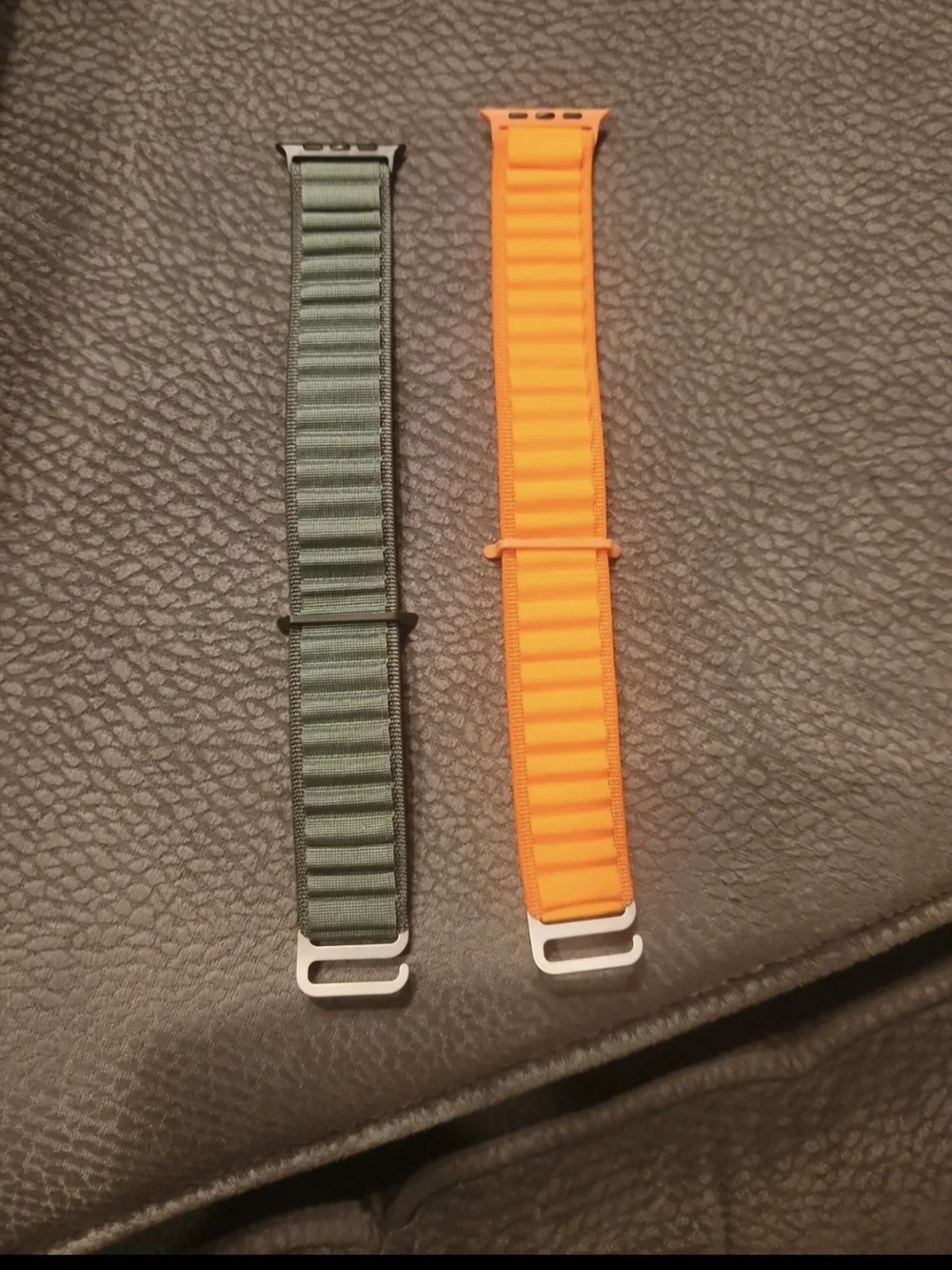 Replacement Nylon Loop Watch Bands - Olive Green & Bright Orange